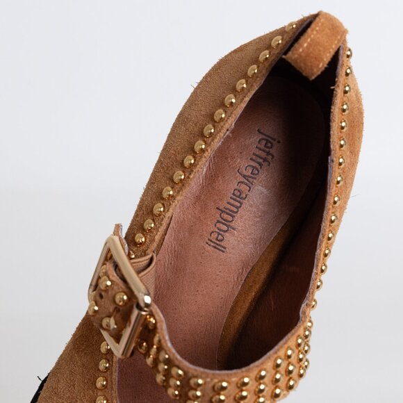 Jeffrey Campbell x Free People Walk On By Heels Studded Brown Suede Leather - Picture 13 of 16